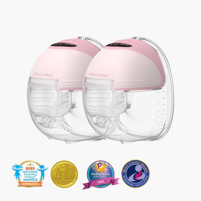 Mommed Wearable Breast Pumps, Hands Free Breast Pump S21 with Strong Suction, Low Noise & LED Display, Full in Bra Portable Electric Breast Pump with 3 Modes & 12 Levels Nursing Feeding Care