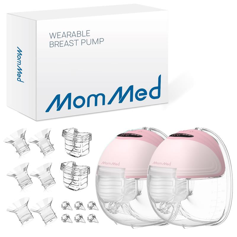 Mommed Wearable Breast Pumps, Hands Free Breast Pump S21 with Strong Suction, Low Noise & LED Display, Full in Bra Portable Electric Breast Pump with 3 Modes & 12 Levels Nursing Feeding Care
