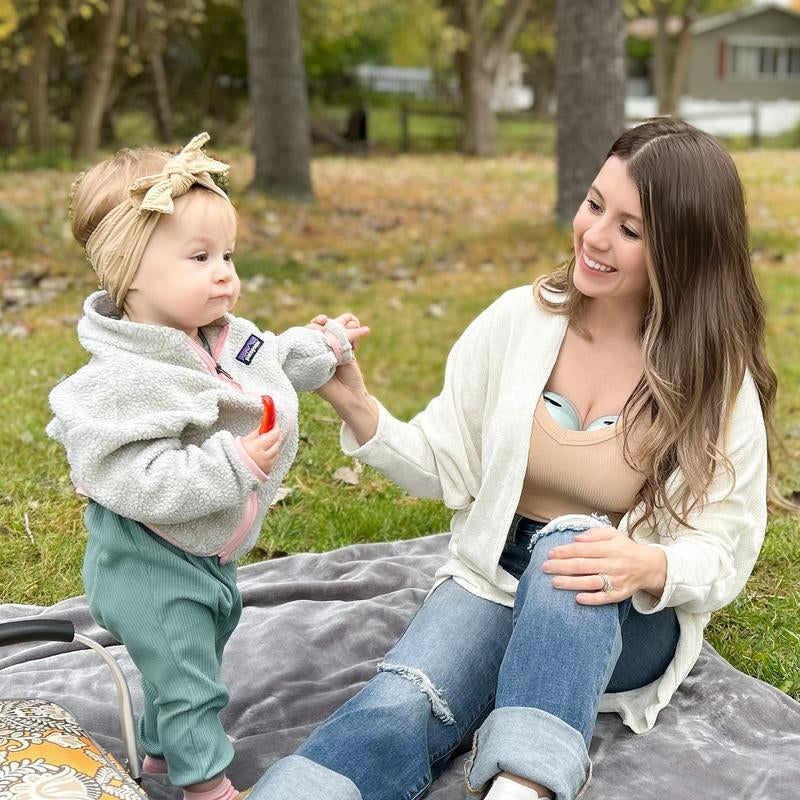Mommed Wearable Breast Pumps, Hands Free Breast Pump S21 with Strong Suction, Low Noise & LED Display, Full in Bra Portable Electric Breast Pump with 3 Modes & 12 Levels Nursing Feeding Care