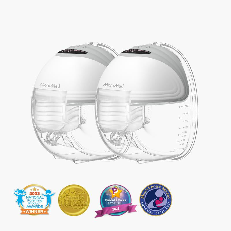 Mommed Wearable Breast Pumps, Hands Free Breast Pump S21 with Strong Suction, Low Noise & LED Display, Full in Bra Portable Electric Breast Pump with 3 Modes & 12 Levels Nursing Feeding Care