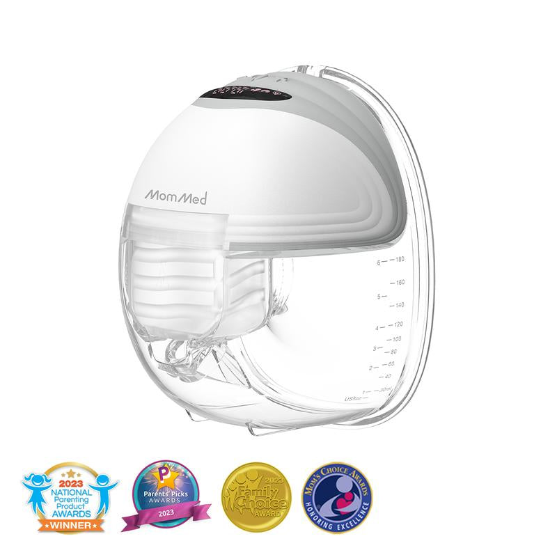 Mommed Wearable Breast Pumps, Hands Free Breast Pump S21 with Strong Suction, Low Noise & LED Display, Full in Bra Portable Electric Breast Pump with 3 Modes & 12 Levels Nursing Feeding Care