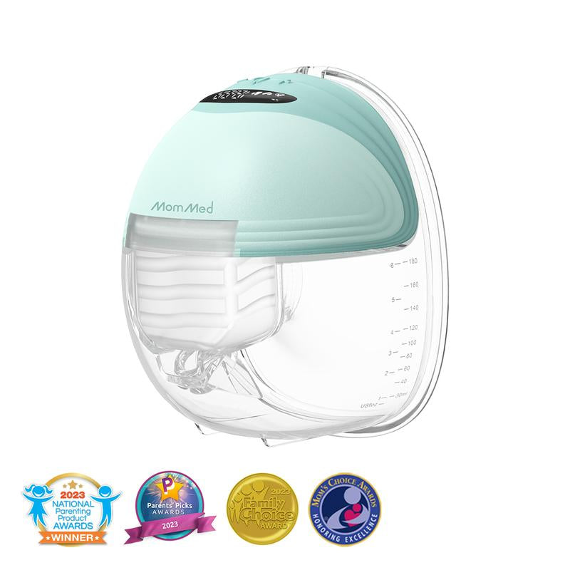 Mommed Wearable Breast Pumps, Hands Free Breast Pump S21 with Strong Suction, Low Noise & LED Display, Full in Bra Portable Electric Breast Pump with 3 Modes & 12 Levels Nursing Feeding Care