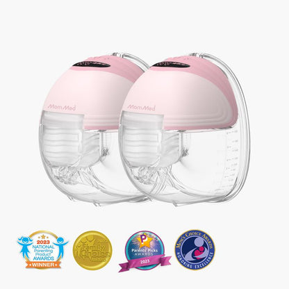 Mommed Wearable Breast Pumps, Hands Free Breast Pump S21 with Strong Suction, Low Noise & LED Display, Full in Bra Portable Electric Breast Pump with 3 Modes & 12 Levels Nursing Feeding Care