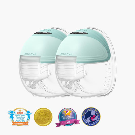 Mommed Wearable Breast Pumps, Hands Free Breast Pump S21 with Strong Suction, Low Noise & LED Display, Full in Bra Portable Electric Breast Pump with 3 Modes & 12 Levels Nursing Feeding Care